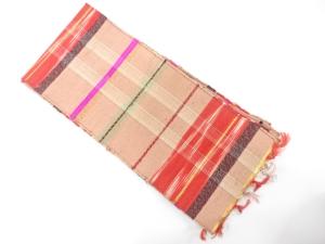 アンティーク　裂織　横段模様織り出し半幅帯(280センチ)（着用可）